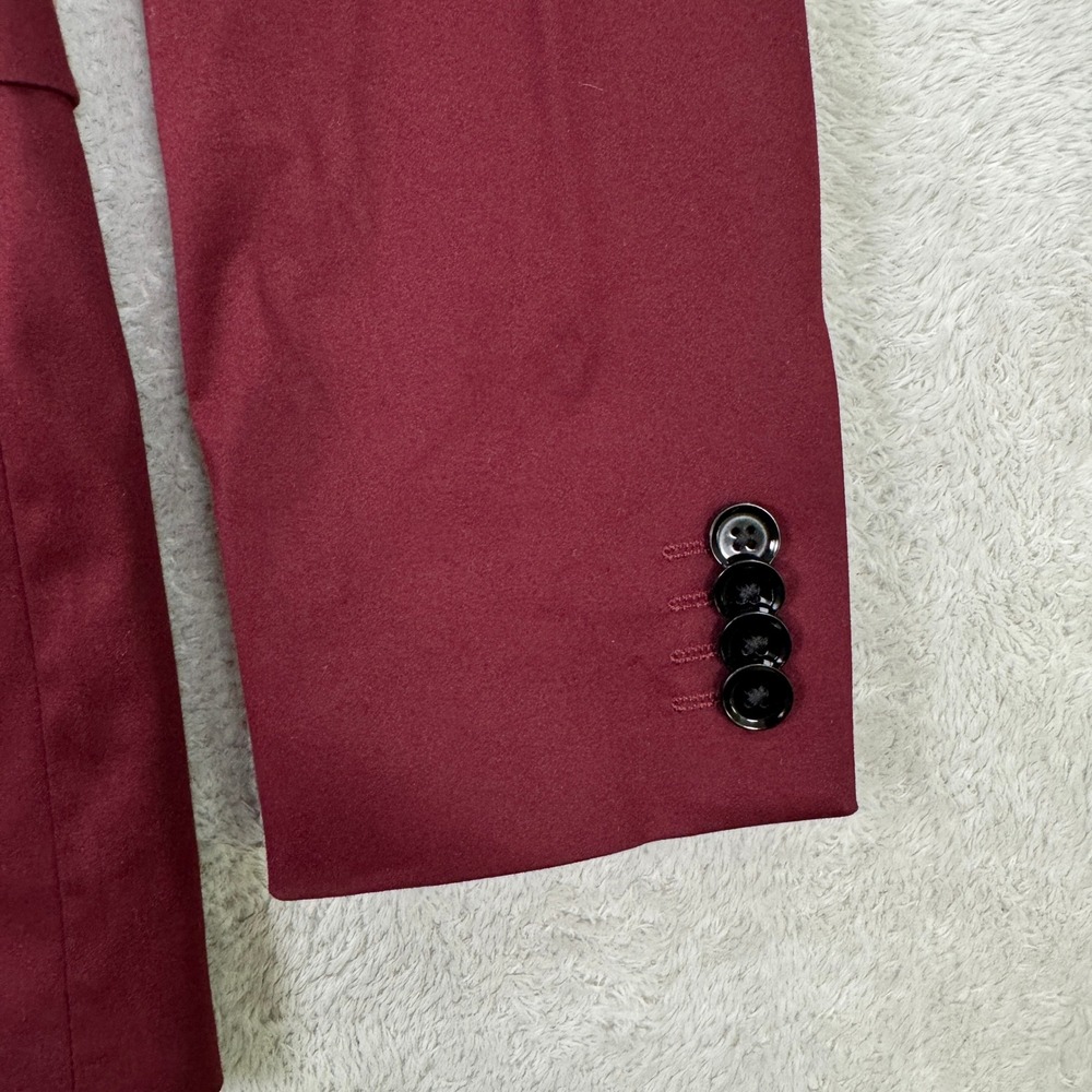 NEW EXPRESS Mens 36R Slim Fit Burgundy Red Blazer Jacket Suit Coat Casual Preppy - Picture 3 of 13
